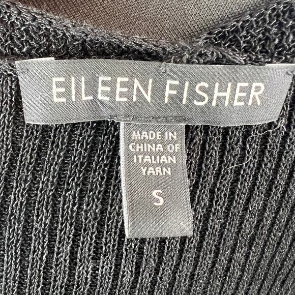 EILEEN FISHER Black Tank Top Linen Knit Draped Cowl Neck Pullover Size Small S - Picture 6 of 9